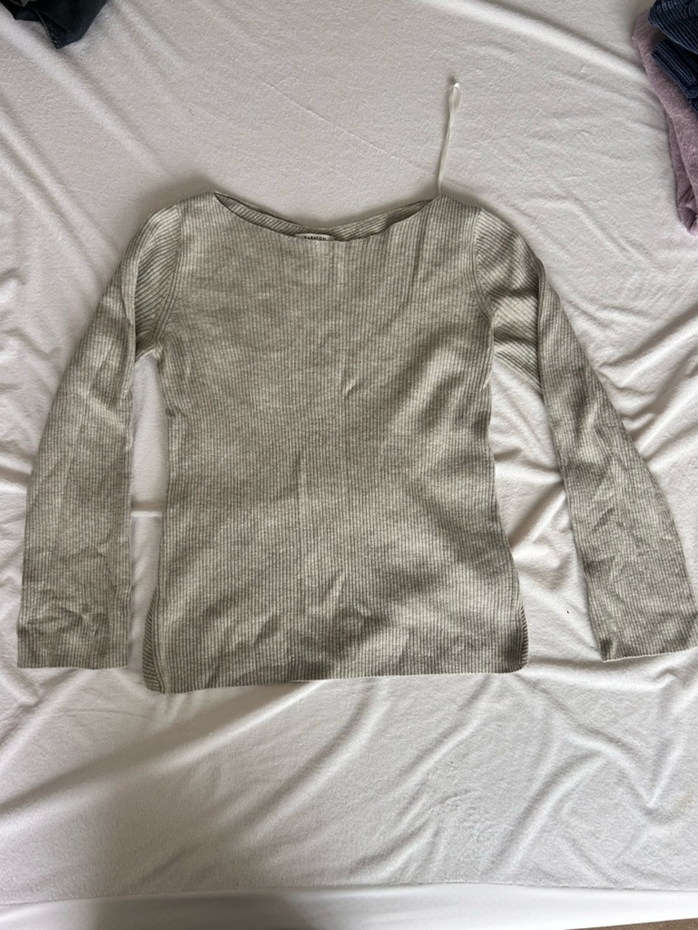 Babaton Beige Ribbed Scoop Neck Sweater with cross back